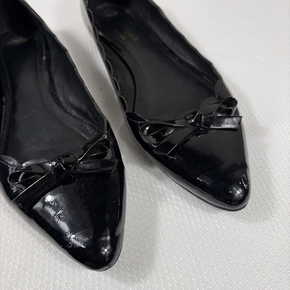Kate Spade Ballet Flat Women Eleni Patent Leather‎ Shoe 8M Black slip on Classic